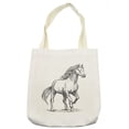 thumbnail image 1 of White Tote Bag, Greyscale Sketchy Graphic of a Horse with Long Mane and Tail Illustration Print, Cloth Linen Reusable Bag for Shopping Books Beach and More, 16.5" X 14", Cream, by Ambesonne, 1 of 2