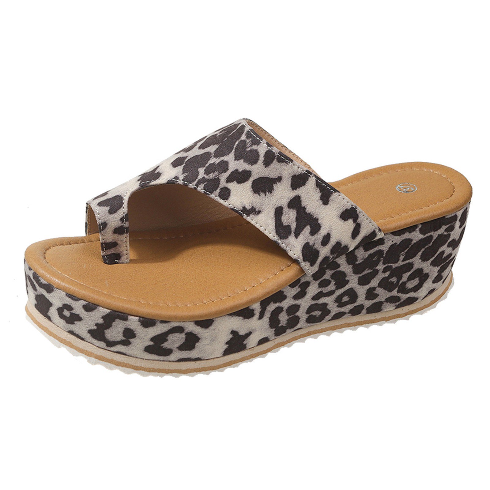 asddcavvf Thick Soled Leopard Print Casual Slip On Large Size