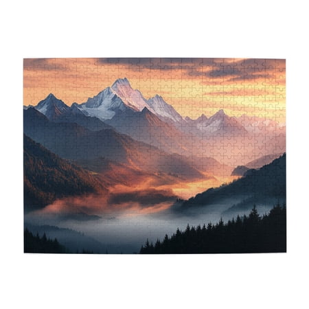 500 PCS Morning Forests Wooden Puzzles For Adults 500 Pieces Classic Landscape Photography Enchanting Natural Landscape Puzzle Game Puzzles Suitable For Entertaining With Family During Holidays