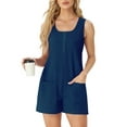 thumbnail image 2 of MINTREUS Summer Knit Jumpsuits for Women Sleeveless Pullover Button-down Top Shorts with Pockets Casual Jumpers, 2 of 7