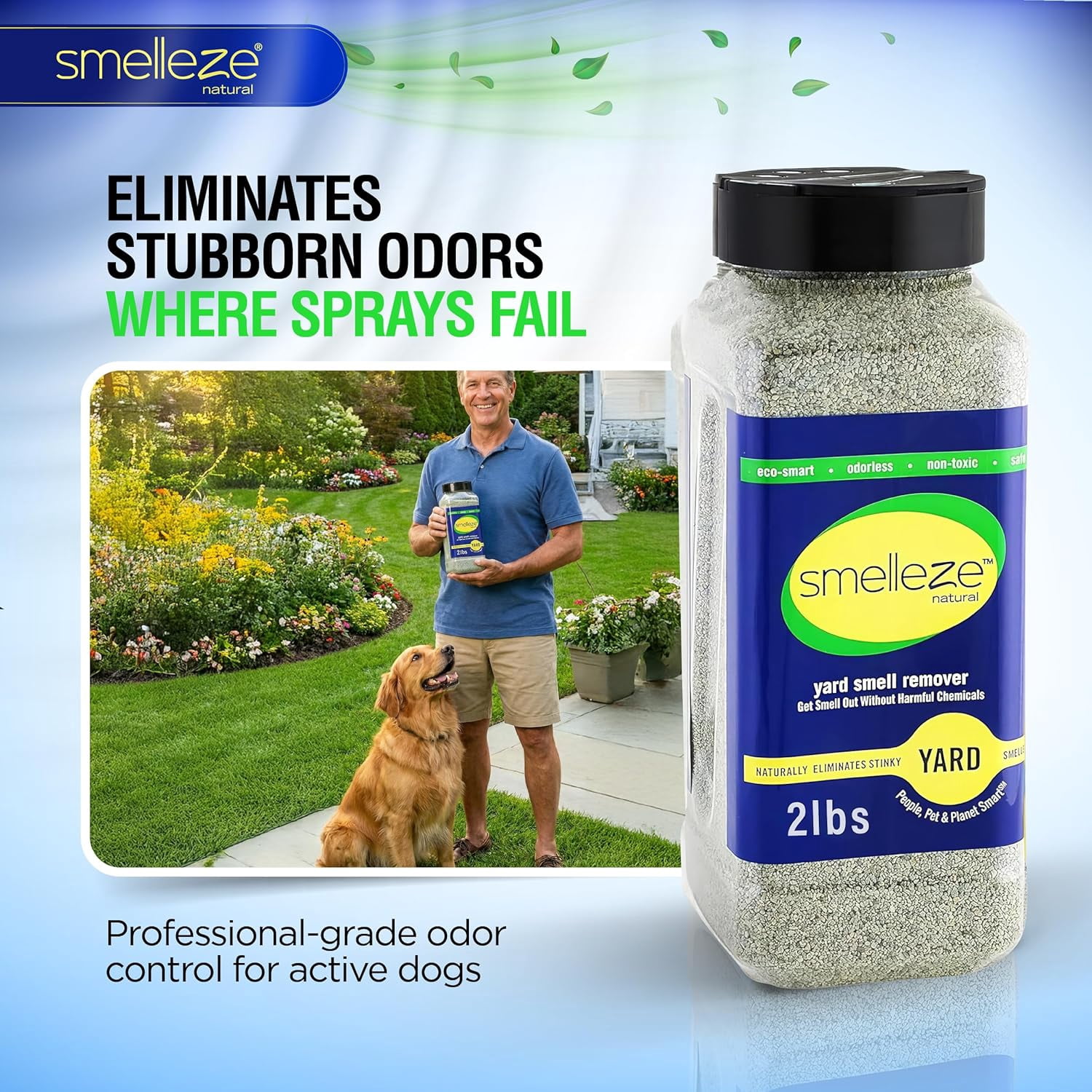 Outdoor Yard Odor Eliminator for Dogs 2 lb Granular Pet Urine & Poop Deodorizer for Artificial Turf, Grass, Gravel, Patios & Kennels | Safe for Pets & Kids | Long-Lasting