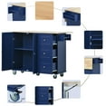 thumbnail image 6 of Rolling Mobile Kitchen, Storage Island with Solid Wood Top, Cabinet and 3 Drawers, 52.7" Kitchen Cart with Locking Wheels, Drop Leaf Breakfast Bar, Spice Rack, Towel Rack & Drawer (Blue), 6 of 9