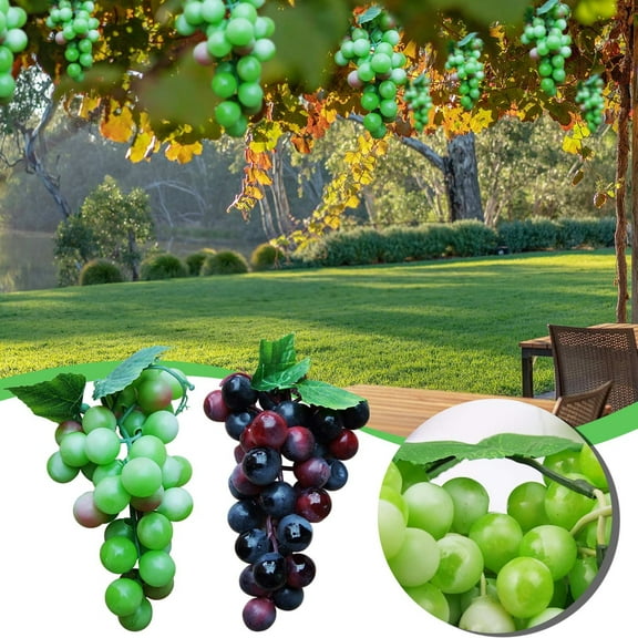 Artificial Grapes Fake Grapes Purple Green Rubber Lifelike Elastic Soft for Party Decor Pub Cabinet Ornament Home Garden Wedding Centerpiece Akmoler