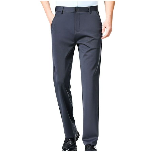 Dagugfen Mens Dress Pants Fitted Suit Work Pants Button Lightweight Comfy Business Casual Office Pants
