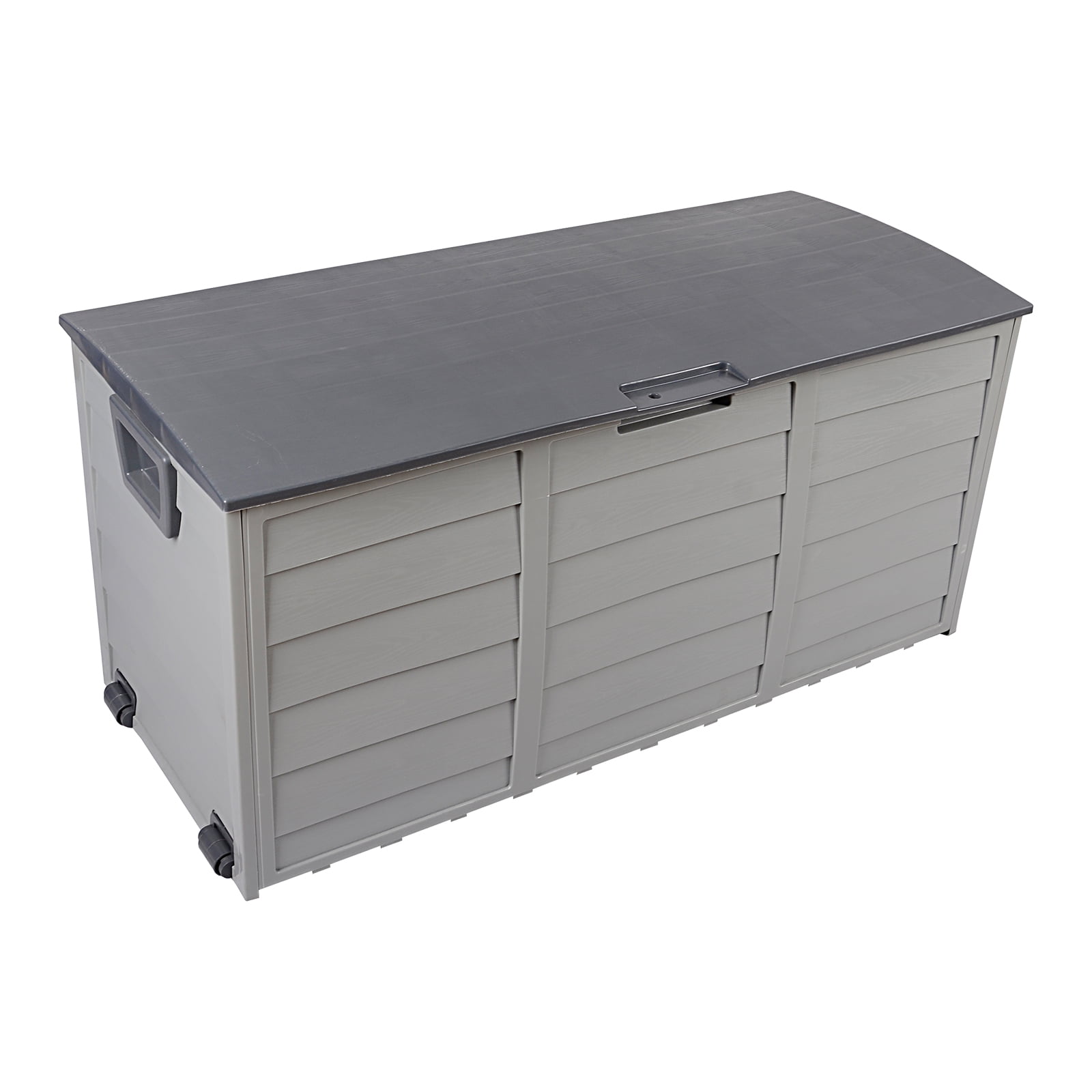 75 Gallon Resin Deck Box on Wheels, Patio Large Storage Cabinet