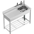 thumbnail image 6 of 47*20*37 inch Free Standing Stainless-Steel Single Bowl Commercial Restaurant Kitchen Sink Set w/Faucet & Drainboard, Prep & Utility Washing Hand Basin w/Workbench & Storage Shelves, 6 of 8