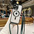 thumbnail image 1 of Crossbody Lanyard Clear Magnetic Case For iPhone 15 14 13 12 11 Pro Max Plus For Magsafe Soft TPU Electroplated Back Cover, 1 of 6