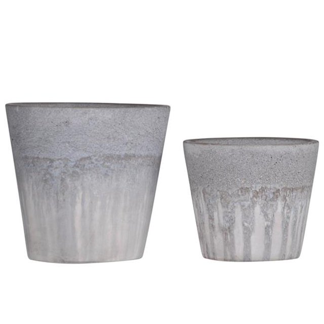 Collection de Tendances Urbaines 58100 Ciment Rond Pot avec Corps Design Fissuré et Fond Conique Lavé Finition - Gris
