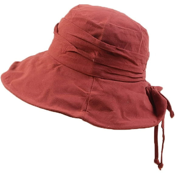 CoCopeaunts Wide Brim Bucket Hat Ladies Summer Sun Hat for Women Girls Travel Beach Casual Banquet Fisherman Hat Bow Drawstring