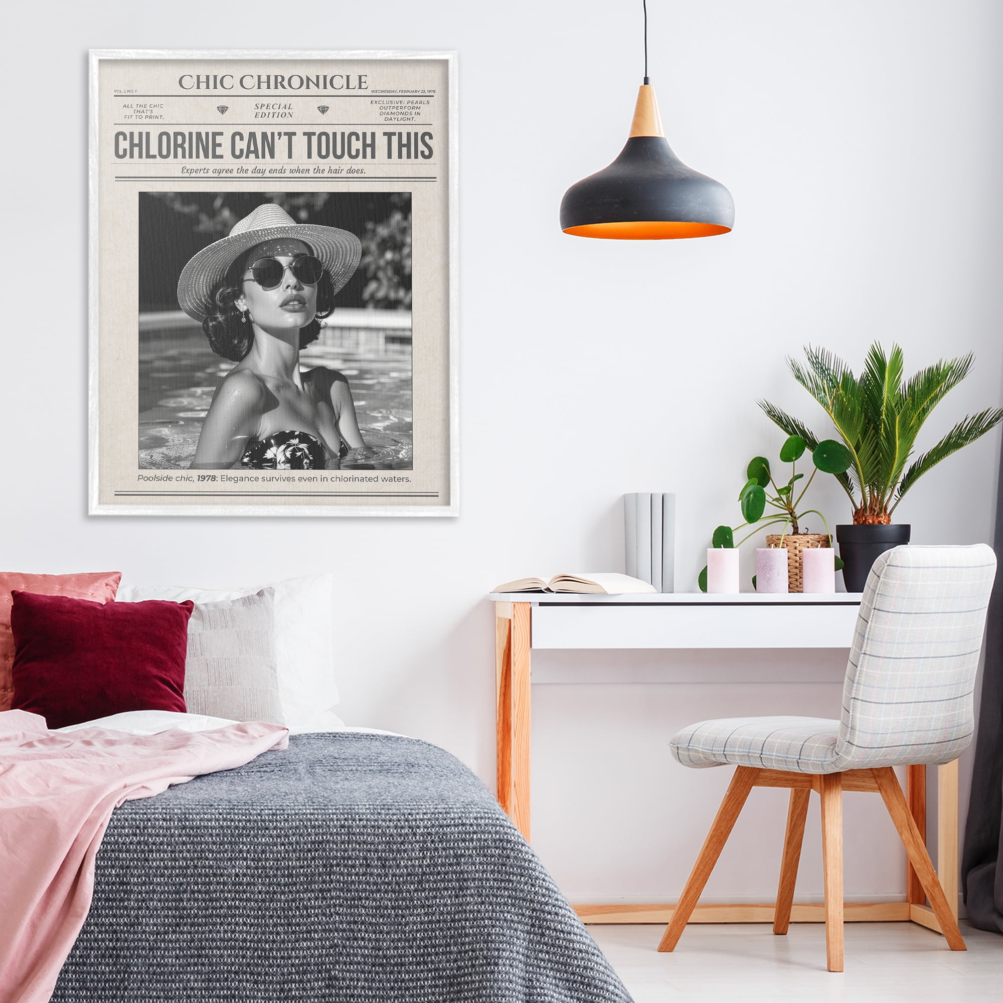 Chic Chronical Vintage Magazine White Framed Giclee Art, design by A Barefoot Stylist