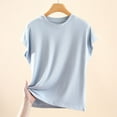 thumbnail image 2 of Birdeem Blouses pour Femmes Décontractées et à la Mode Couleur Unie Manches Courtes Col Rond Haut, 2 of 12