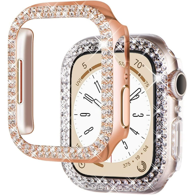 2 Pack Bling Compatible for Apple Watch Cases 42mm Series 3 2 1 Protective Bumper for iWatch Series 1 2 3 42mm Rose Gold Clear