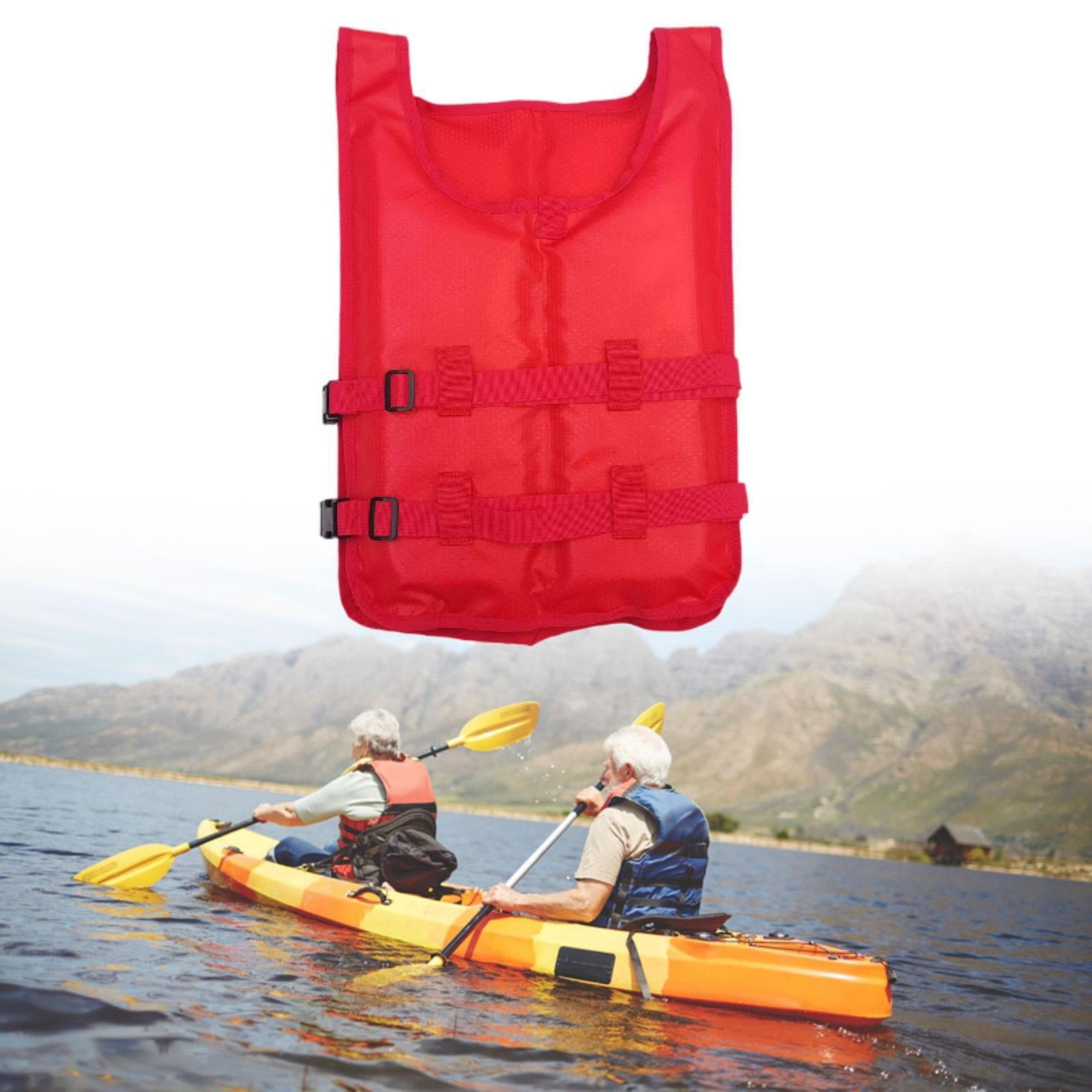 QccHieUs Kayak Life Vest Portable Summer Sleeveless Life Jacket Swim Vest Swim Jacket for Red