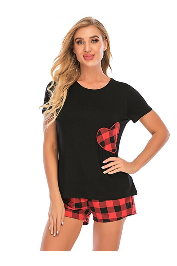Women's Pajama Set Short Sleeve Shirt and Shorts Sleepwear Pajamas Loungewear S-2XL