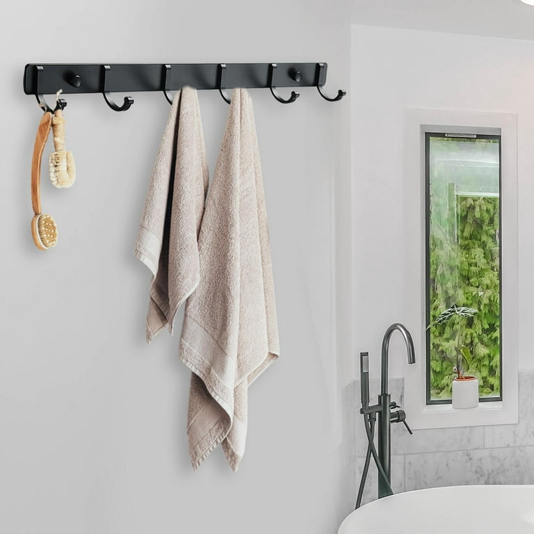 Marmolux ACC - 2Pack Black Bathroom Hooks for Towels | Modern Black Hooks, Double Robe & Towel Hooks Ideal As Bathroom Towel Holder, Shower Wall
