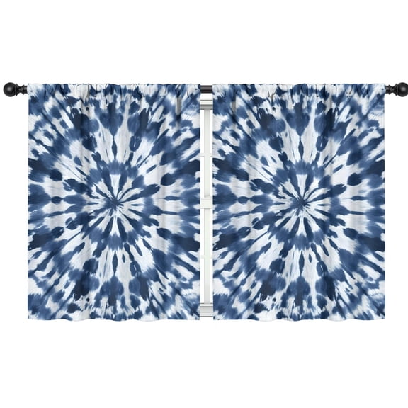 Blackout Kids Curtains,Blue White Tie Dye Mandala Pattern Childrens Insulated Curtains Set Of 2,Bedroom Essentials,Toddler Room Decor 42"x54"