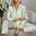 thumbnail image 6 of Pajama Sets for Women 2 Pcs, leaves yellow Button Down Long Sleeve Sleepwear Lounge PJ Sets, 6 of 6