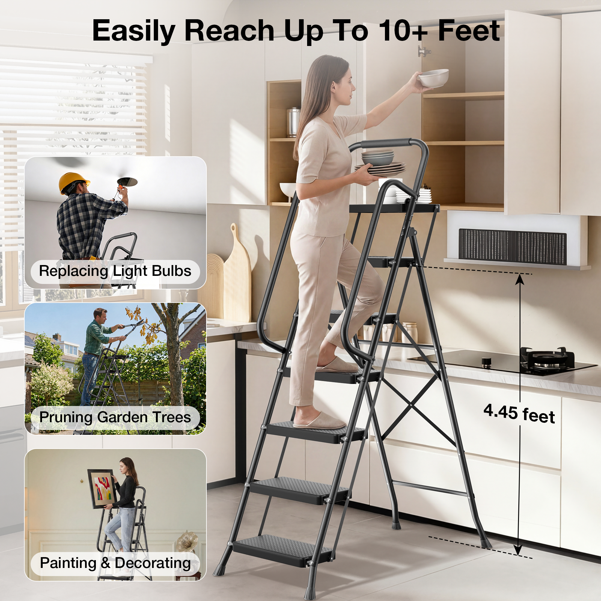 JOZ 6-Step Folding Ladder, 800 lb Capacity With Tool Tray photo 8