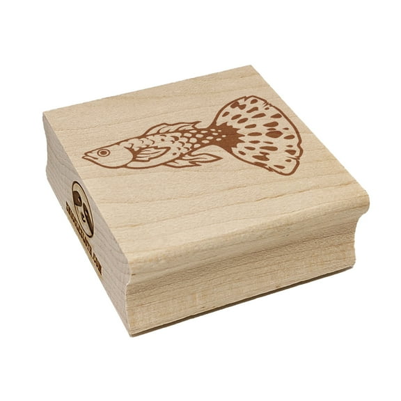 Spotted Guppy Fish Square Rubber Stamp Stamping Scrapbooking Crafting - Small 1.25in