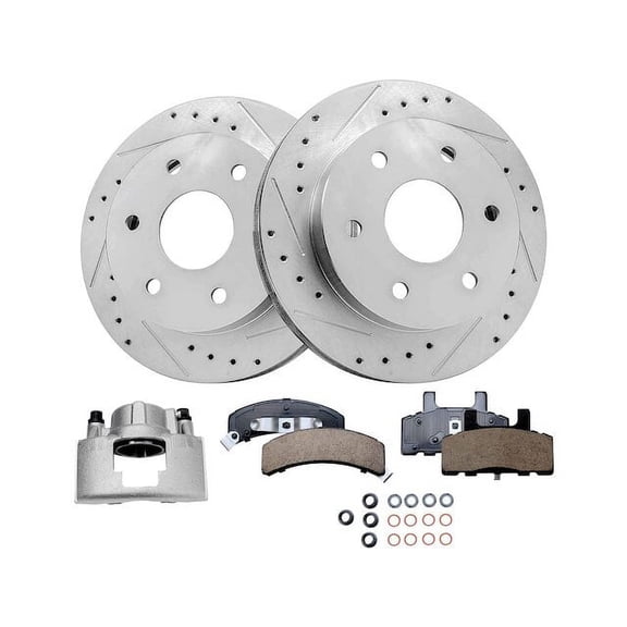 Front Brake Pad Rotor and Caliper Set - Compatible with 1994 - 1998 Chevy K1500 6.5L V8 1995 1996 1997
