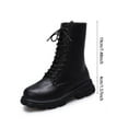 thumbnail image 7 of Rokment Mid Calf Combat Boots for Women Black White Leather Classic Leather Platform Chunky Riding Short Booties Black Size 6, 7 of 7