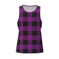 thumbnail image 4 of Easygdp Purple Black Plaid Men's Tank Top, Sleeveless Muscle T Shirts, Breathable, Quick-Dry, Loose for Gym, Running, Fitness - XX-Large, 4 of 9
