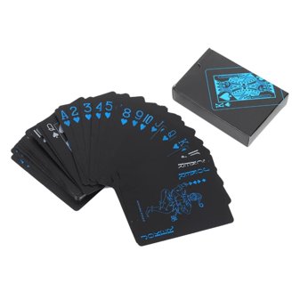 2 Decks PVC Plastic Poker Playing Cards – Black, Waterproof, Durable
