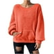 thumbnail image 2 of HongQid Women's Long Sleeves Crew Neck Fleece Pullover Sweatshirts with Pocket, 2 of 9