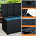 thumbnail image 3 of Waroom 180 Gallon Waterproof Deck Box Resin Wicker Outdoor Storage Bin for Patio Pool Garden and Toy Storage, Black, 3 of 7