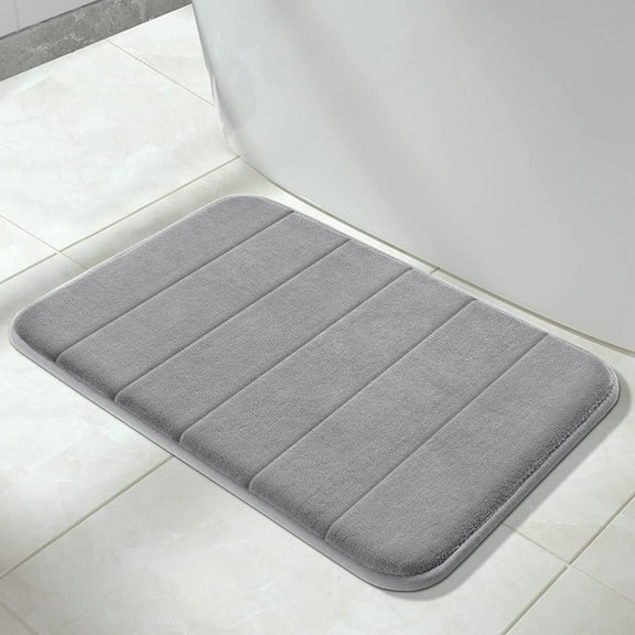 Memory Foam Bath Mat Rug, 24 x 17 Inches, Comfortable, Soft, Super Water Absorption, Machine Wash, Non-Slip, Thick, Easier to Dry for Bathroom Floor Rugs, Gray