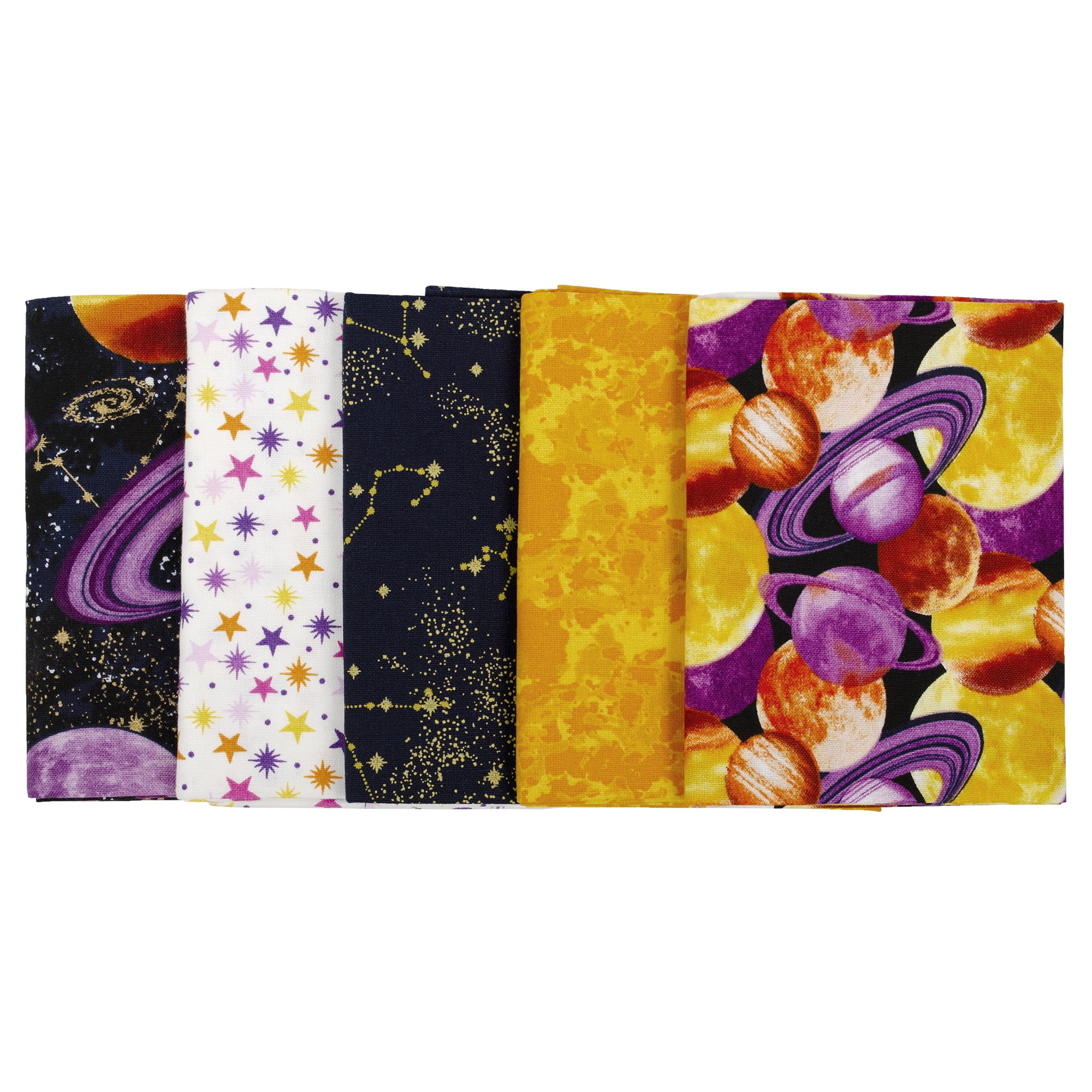 (3 pack) Create It 18" x 21" Cotton Galaxy Precut Sewing & Craft Fabric Bundle, Multicolor 5 Piece
