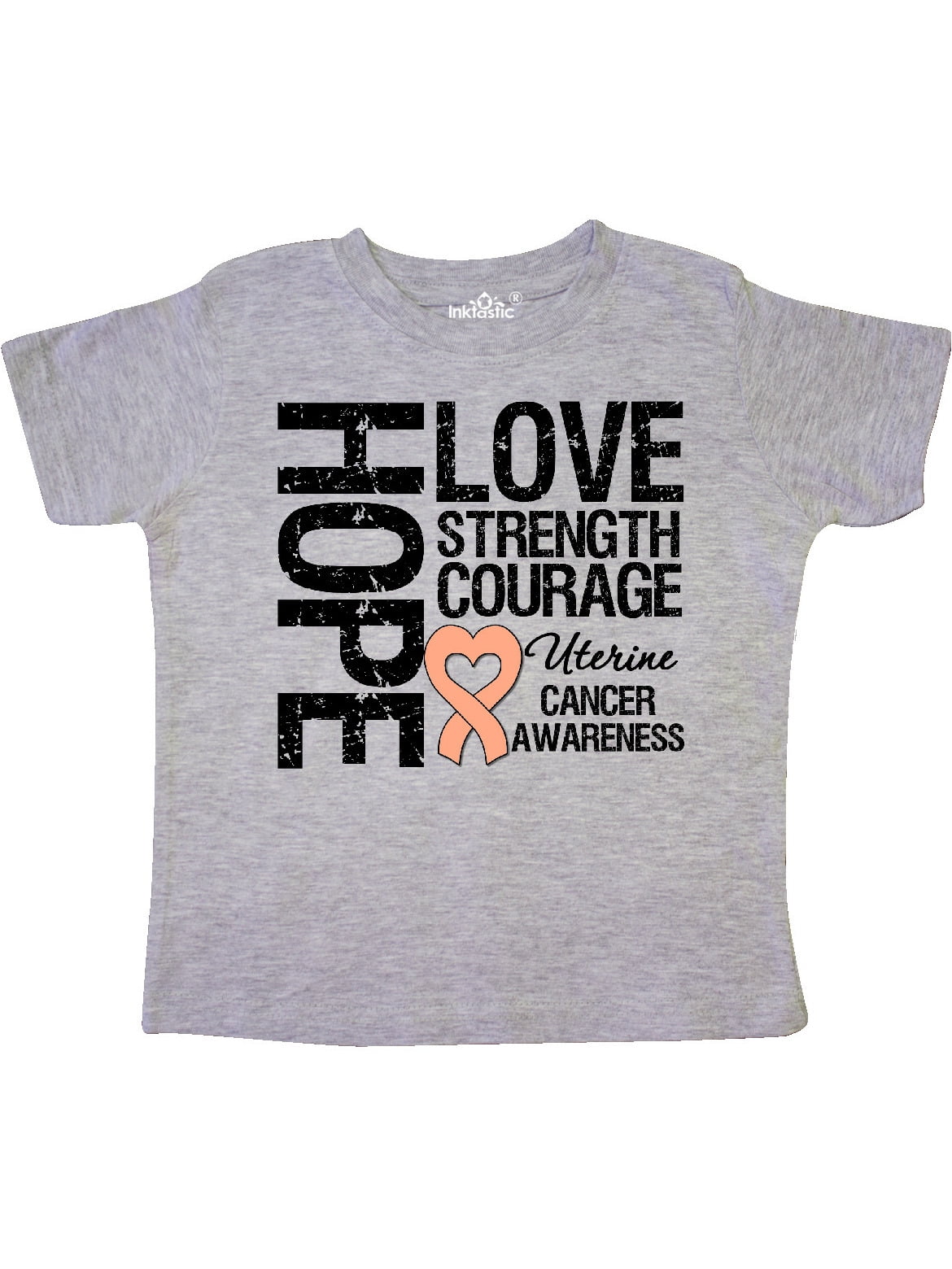 Inktastic Inktastic Uterine Cancer Hope Love Strength Toddler Short Sleeve T Shirt Unisex Heather Grey 5 6t Walmart Com Walmart Com