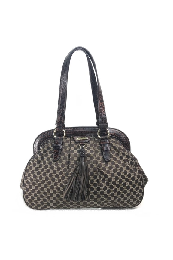 Pre-Owned CELINE Logo Macadam Bag Tote Bag Tassel Shoulder Bag Brown x GoldHardware (Fair)
