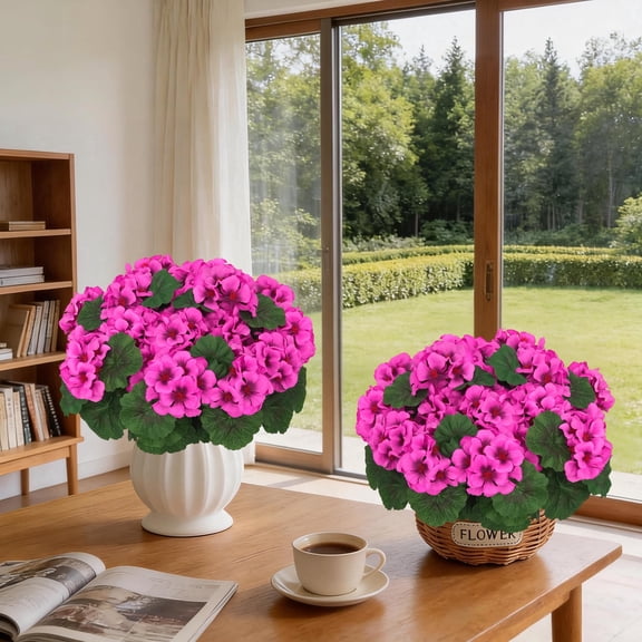 8支-Artificial Geranium - Rose Red