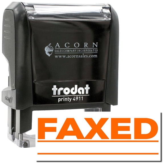 Self-Inking Faxed with Line Stamp, Trodat Printy 4911, Press and Print Stamping, Impression Size 5/8" x 1-1/2", Up to 10,000 Impressions - Orange Ink