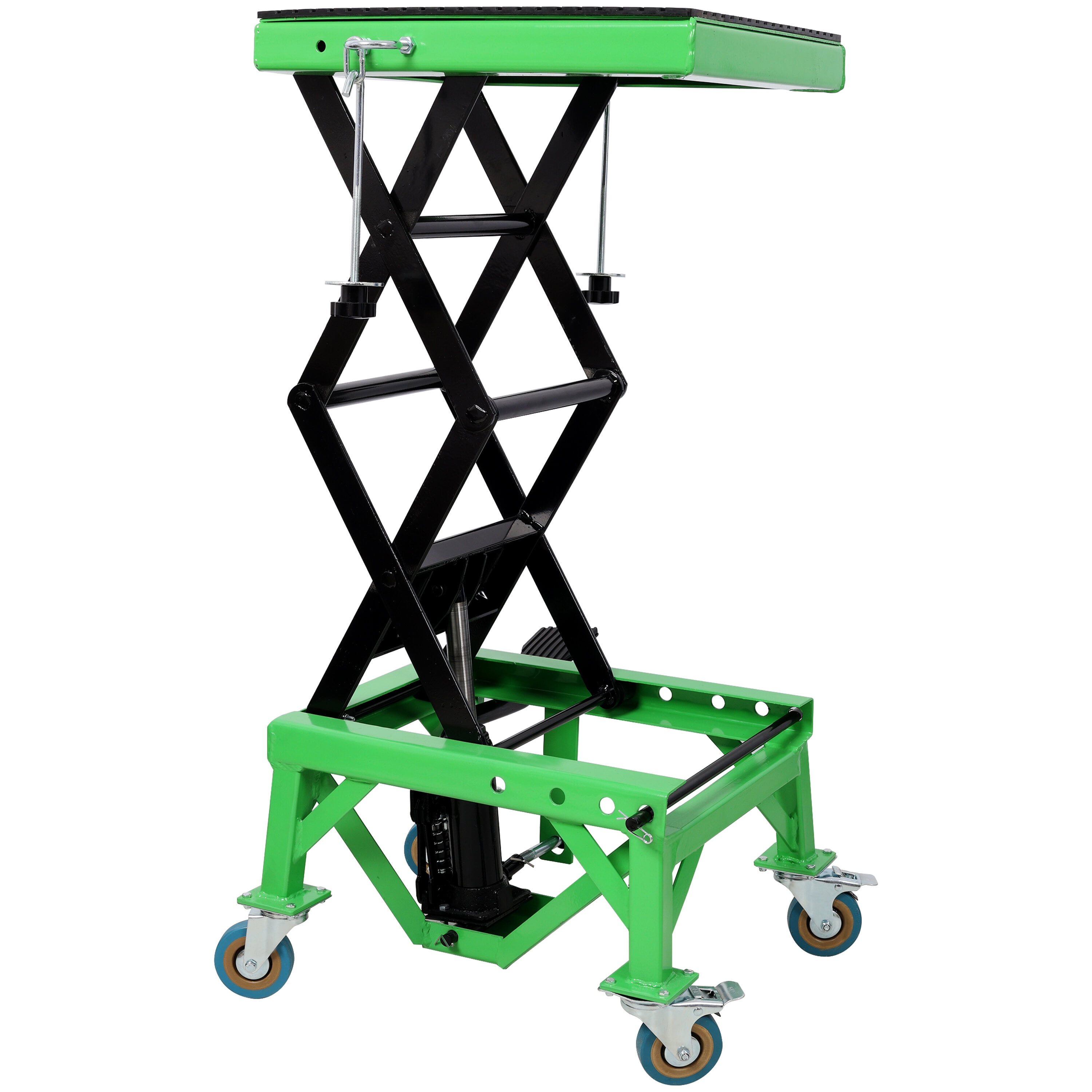, 350 lbs Hydraulic Motorcycle Scissor Jack Lift Foot Step Wheels for Small Dirt Bikes,ATV Dirt Bike Scissor Stand With 4 Wheels,Green, Black+Green ,Steel ,