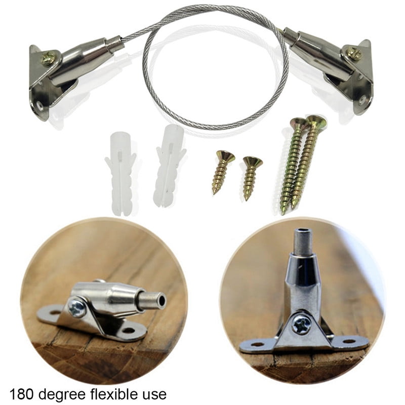 ZHONGLEFA 4 Set Furniture Safety Strap Stainless Steel Cabinet Anti Tip Kit for Furniture