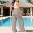 thumbnail image 3 of BOOMNY Girls Baggy Pants Wide Leg Pants for Girl Trendy Solid Color Elastic Waist Lightweight Loose Fit Summer Beach Joggers With Pocket, 3 of 5
