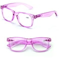 thumbnail image 2 of 2 Pairs Transparent Neon Color Deluxe Reading Glasses - Comfortable Stylish Simple Readers Magnification +6.00, 2 of 3