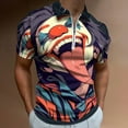 thumbnail image 2 of Psychedelic Clown Joker Men Zipper T-shirt Summer Casual Short Sleeve T-shirt Top, 2 of 7