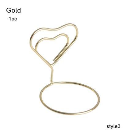 1/5PCS Romantic Fashion Wedding Supplies Desktop Decoration Paper Clamp Heart Shape Place Card Clamps Stand Photos Clips Table Numbers Holder GOLD STYLE3-1PC