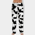 thumbnail image 2 of MLQIDK Fall Pajamas Men Elastic Waist Pumpkin Bat Ghost Print Fall Pjs Halloween Drawstring Loose fit Pajama Pants Big and Tall Sleepwear, 2 of 7