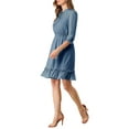 thumbnail image 4 of INSPIRE CHIC Women's Layered Ruffle Hem 3/4 Sleeves Smocked Chiffon A-Line Dress M Blue Grey, 4 of 9