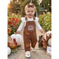 thumbnail image 5 of RUINIXCW Baby Girl Thanksgiving Outfits Ribbed Long Sleeve Romper Embroidered Corduroy Overall Pants and Bow Headband 3 Piece Fall Set, 5 of 8