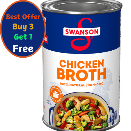 Swanson 100% Natural, Gluten-Free Chicken Broth, 14.5 oz Can.(Best Offer Buy 3 Get 1 Free)