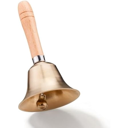 Loud Solid Brass Handbell, 3.15IN Hand Call Bell with Wooden Handle, Ringing Bells for Wedding, Animal Training,Dinner, Meditation, Musical Teaching, Service and More
