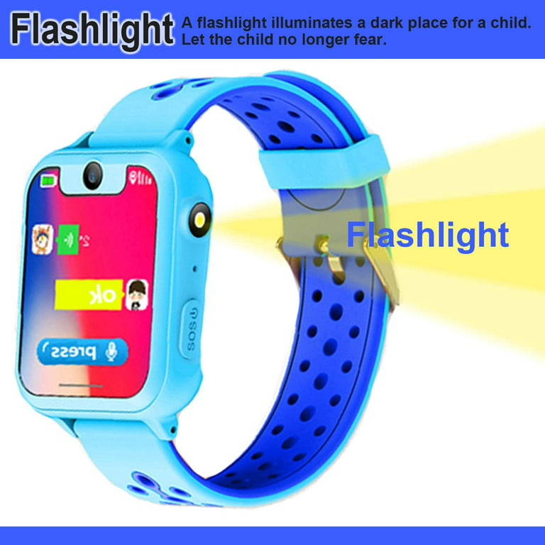 LNGOOR Kids Smartwatch, Kids GPS Tracker Watch Smart Watch Phone for Kids  SOS Camera Game Compatible with 2G T-Mobile (Blue)