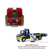 GREENLIGHT 1:64 HD TRUCKS SERIES 15 - 2013 INTERNATIONAL DURASTAR FLATBED - MICHELIN SERVICE CENTER WITH MICHELIN MAN FIGURE (BLUE/YELLOW) 33150-C