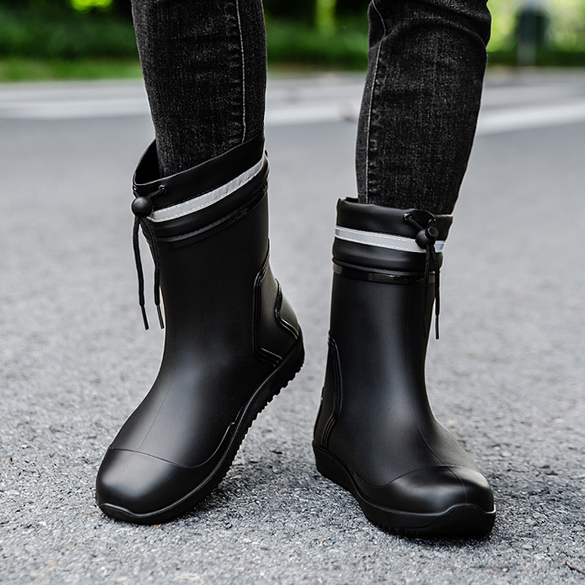 AUXDIQ Rain Shoes Men Mid-calf Boots Waterproof Rain Boots Outdoor Garden Shoes