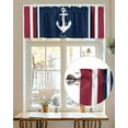 thumbnail image 5 of Coastal Nautical Anchor Kitchen Valances for Windows Vintage Red Blue Striped Valance Curtains&nbsp; for Kitchen /Living Room/Bedroom/ Bathroom Decor, 42"x12 " ,Rod Pocket 1 Panel,, 5 of 7